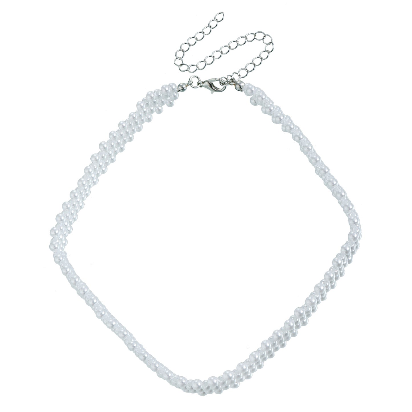 Collana girocollo da donna con perle finte a forma di cuore geometrico minimalista con ciondolo in lega galvanizzata