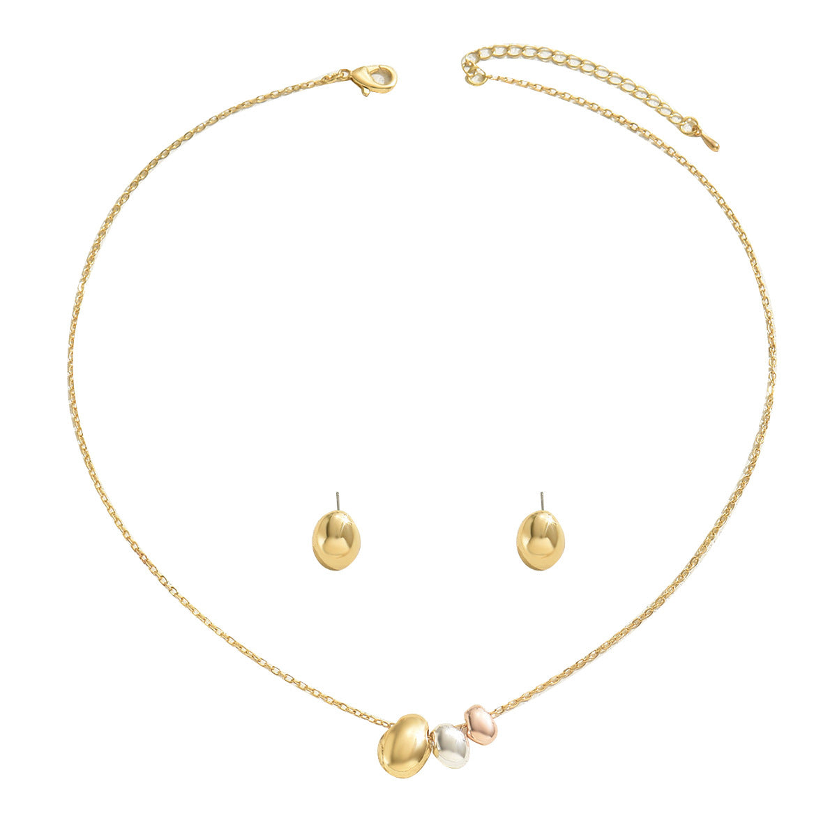 Juego de collar y pendientes de cobre con baño de oro de 18 quilates de lujo ligero geométrico para mujer, diseño circular