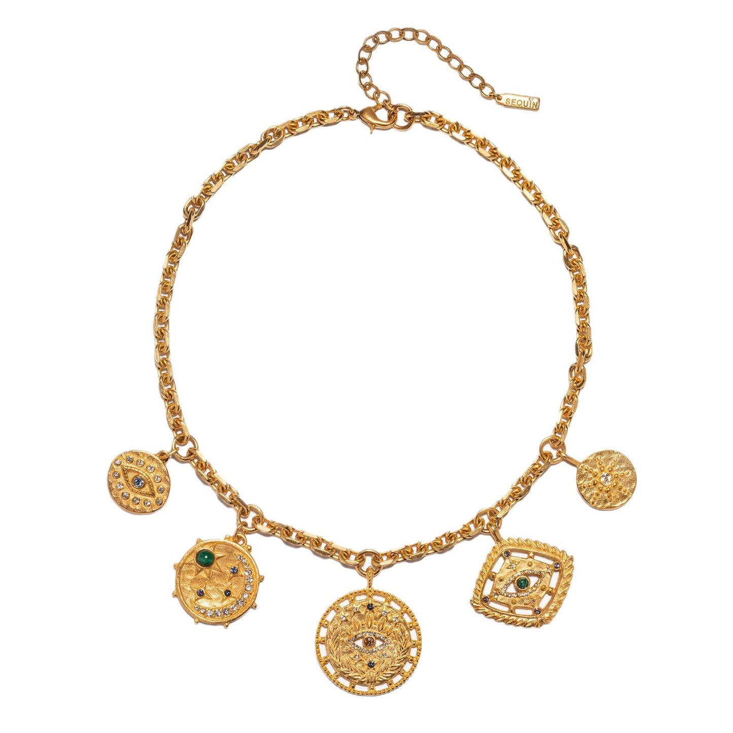 Casual Stainless Steel PVD 18K Gold Plated Teardrop Star Evil Eye Pendant Necklace for Unisex