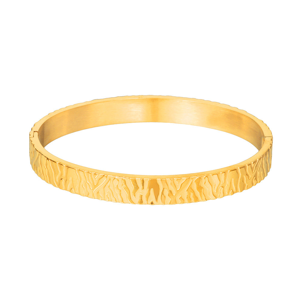 Hip-hop Geometric Round Plated Titanium Steel Stainless Steel Cuff Bracelet