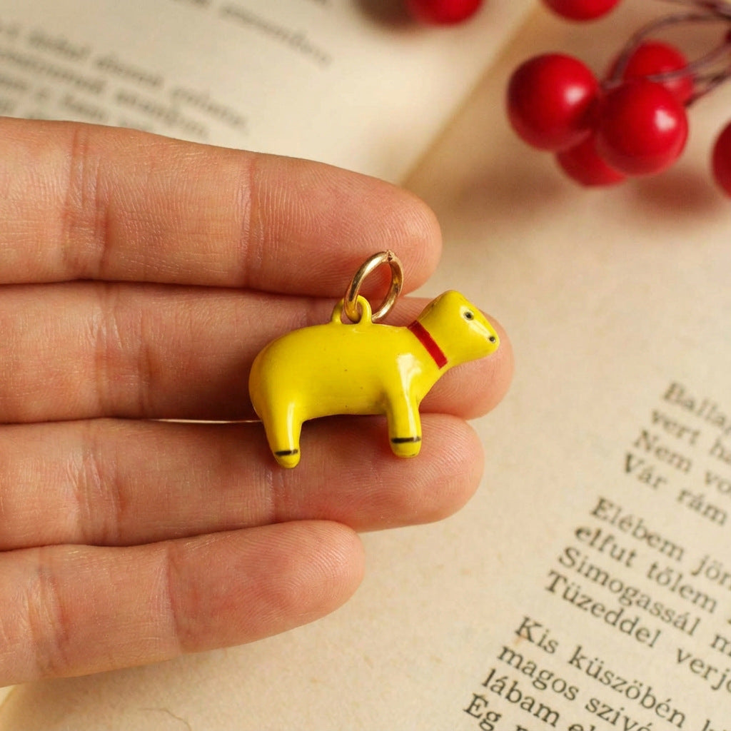 Vintage Gold Plated Brass Animal Pendant Charm Bar for Unisex