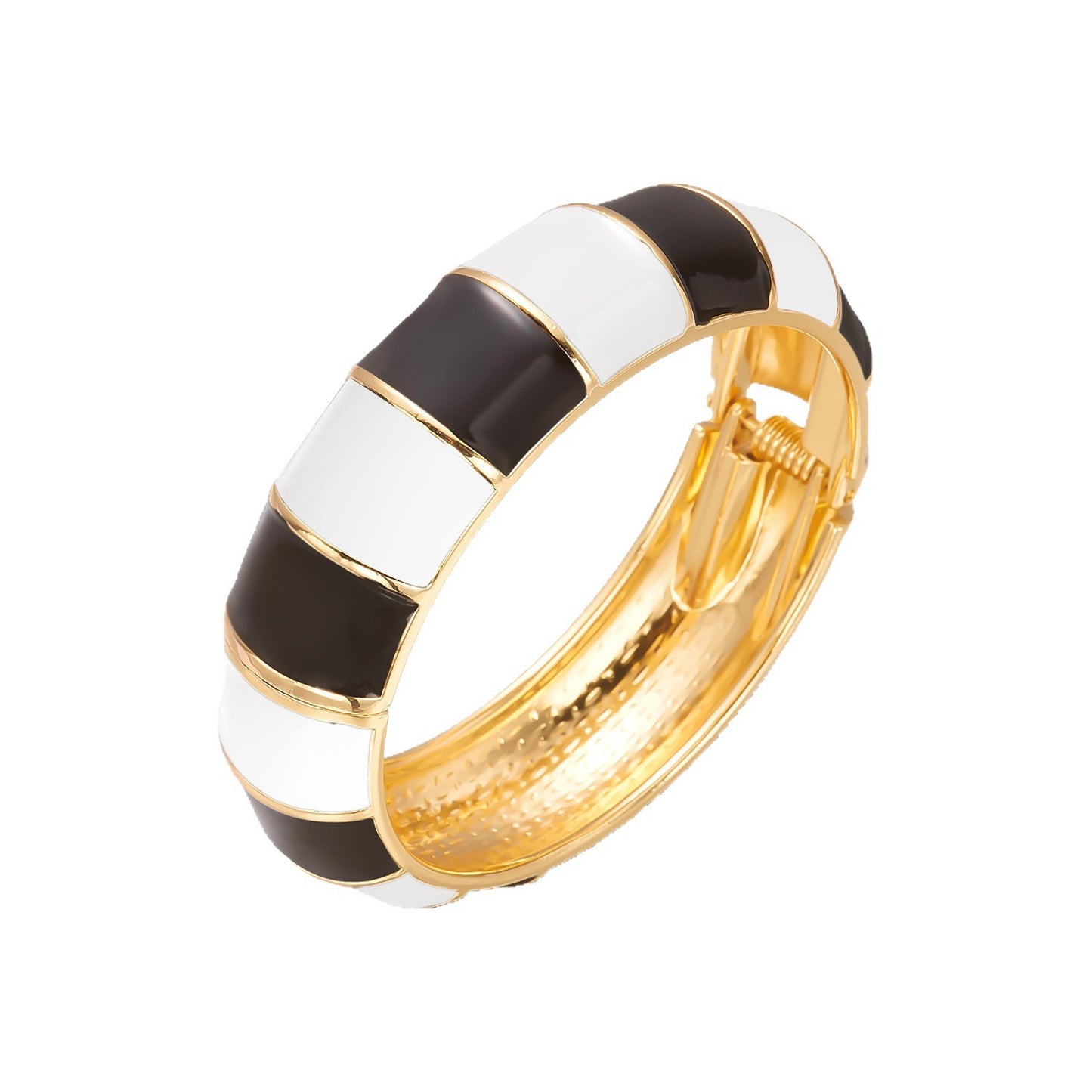 Colorful Black and White Checkered Geometric Drip Oil Plated Alloy Cuff Bracelet