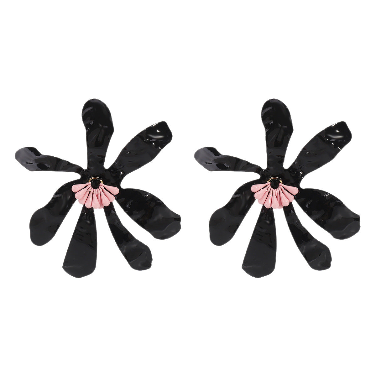 Minimalist Floral Alloy Earrings with Enamel Finish for Women Summer Vacation Style