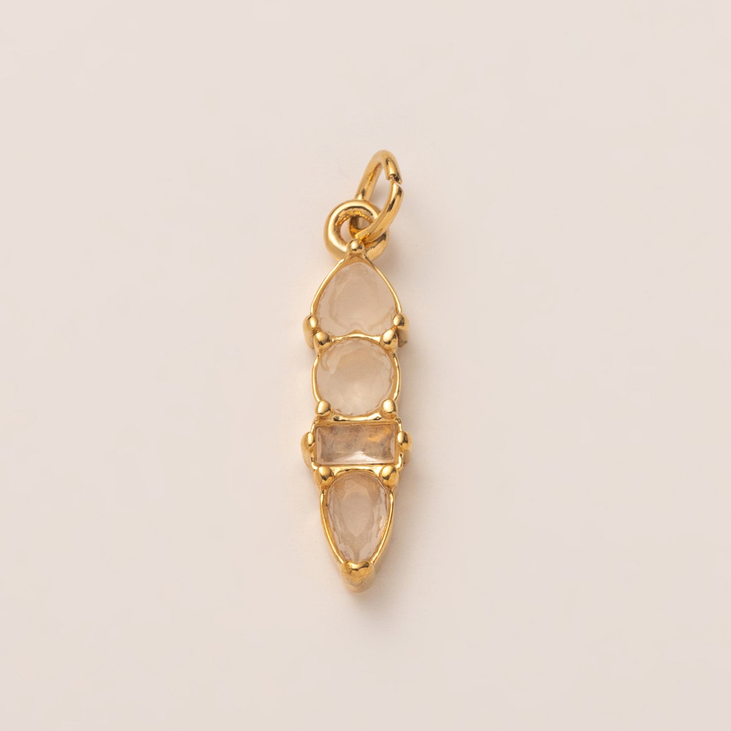 18K Gold Plated PVD Stainless Steel Cubic Zirconia Abstract Charm Bar Necklace with Ball Chain for Unisex