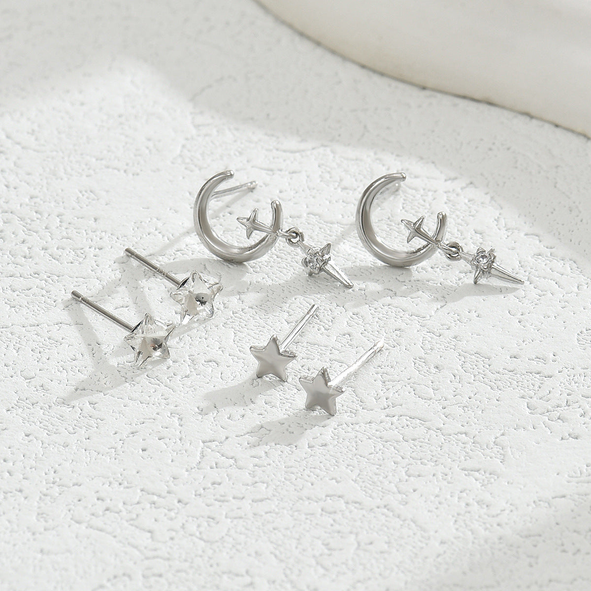 Pendientes de tuerca minimalistas de cobre con incrustaciones de circonita para mujer, conjunto de joyas versátiles para el día a día