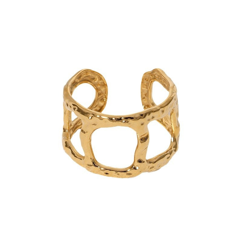 Anello Aperto da Donna Minimalista Geometrico in Acciaio Inossidabile con Finitura Placcata