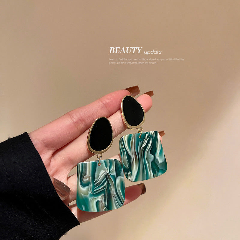 Vintage Geometric Earrings with Enamel Finish in Copper Base and Steel Posts for Women