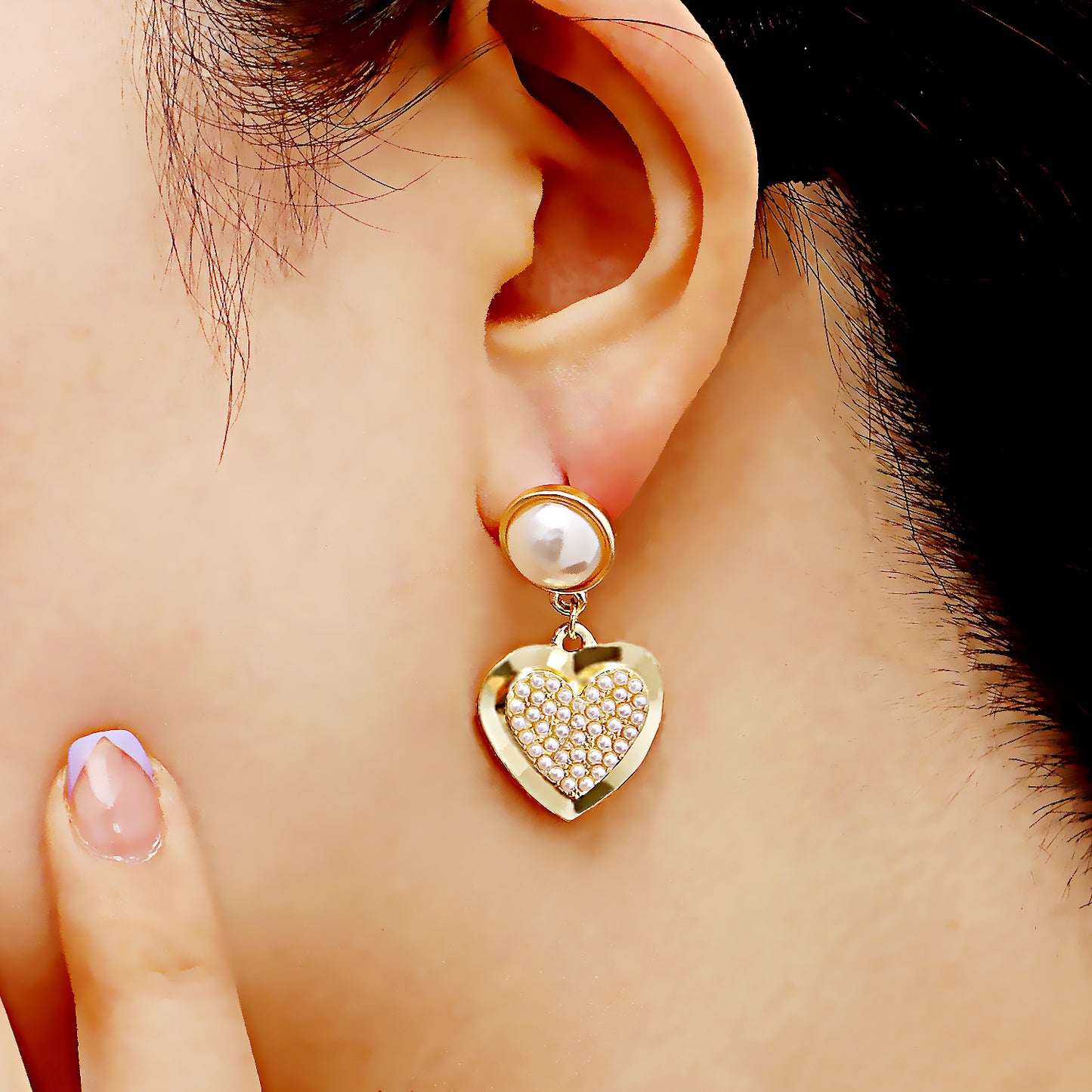 Minimalist Heart-Shaped Alloy Pendant Earrings with Gold Plating for Women