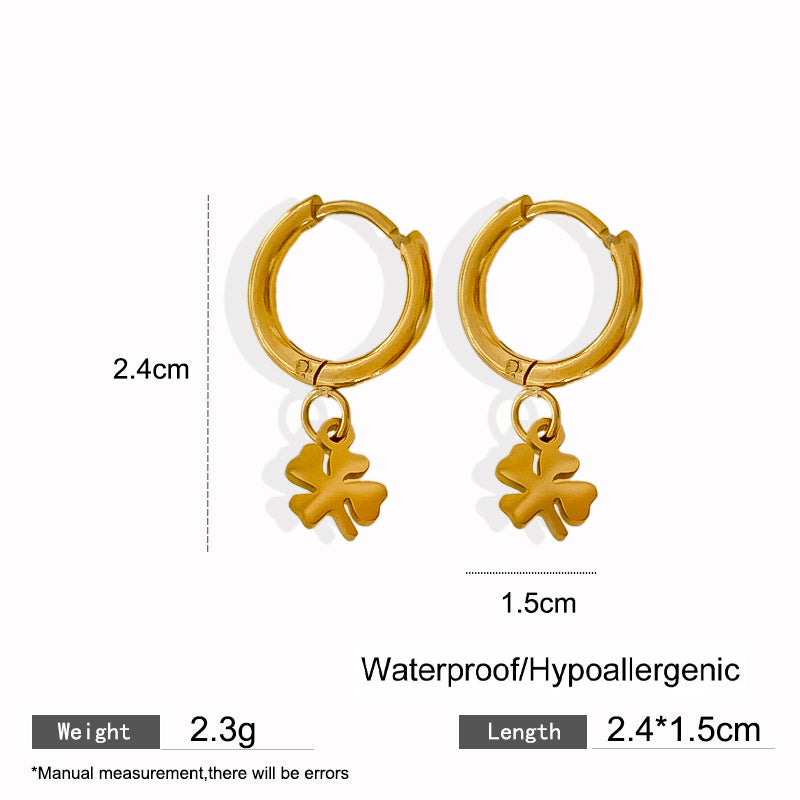 Elegant Titanium Steel Drip Oil Plated Stud Earrings for Women