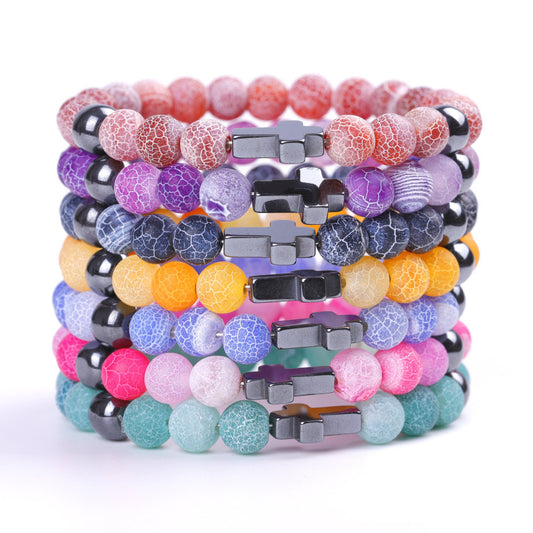 Sweet Geometric Agate Beaded Bracelet Unisex Elastic String