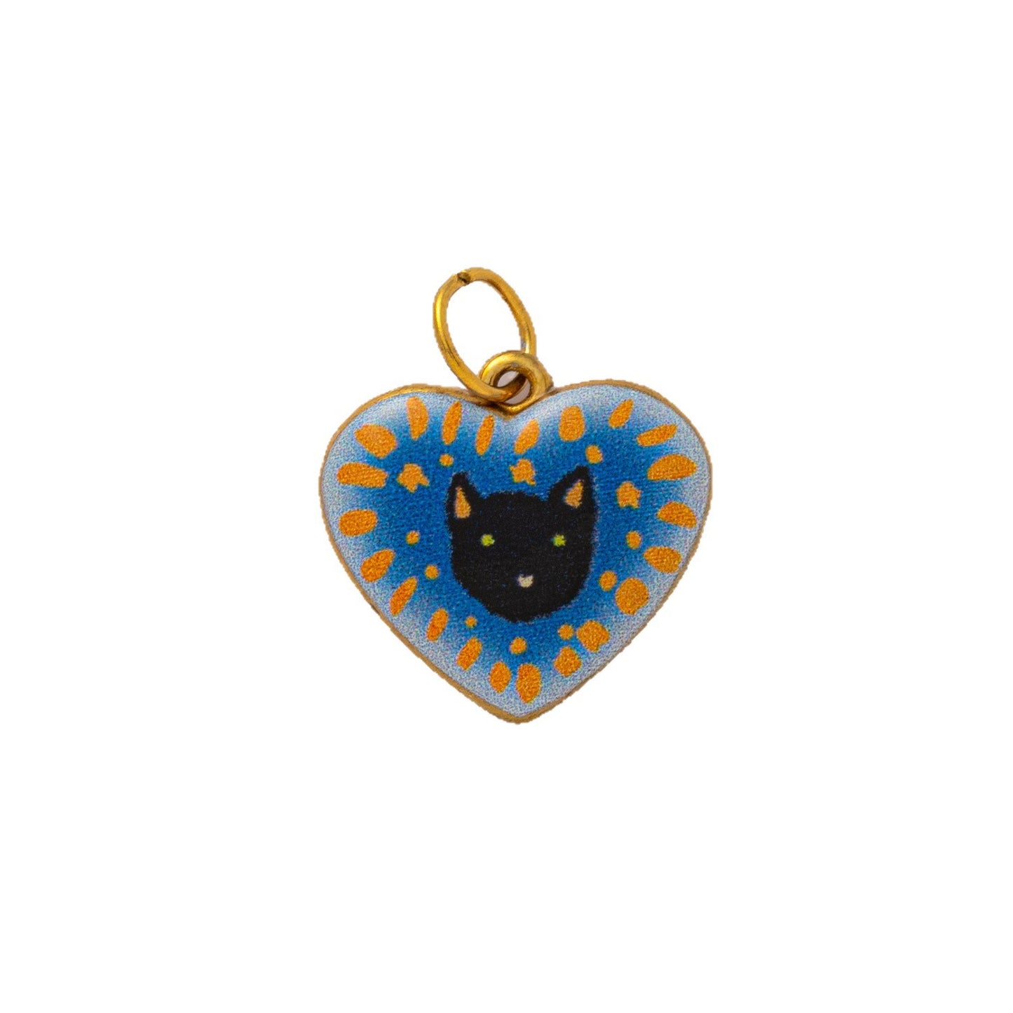 Vintage 18K Gold Plated Stainless Steel Floral Cat Charm Bar