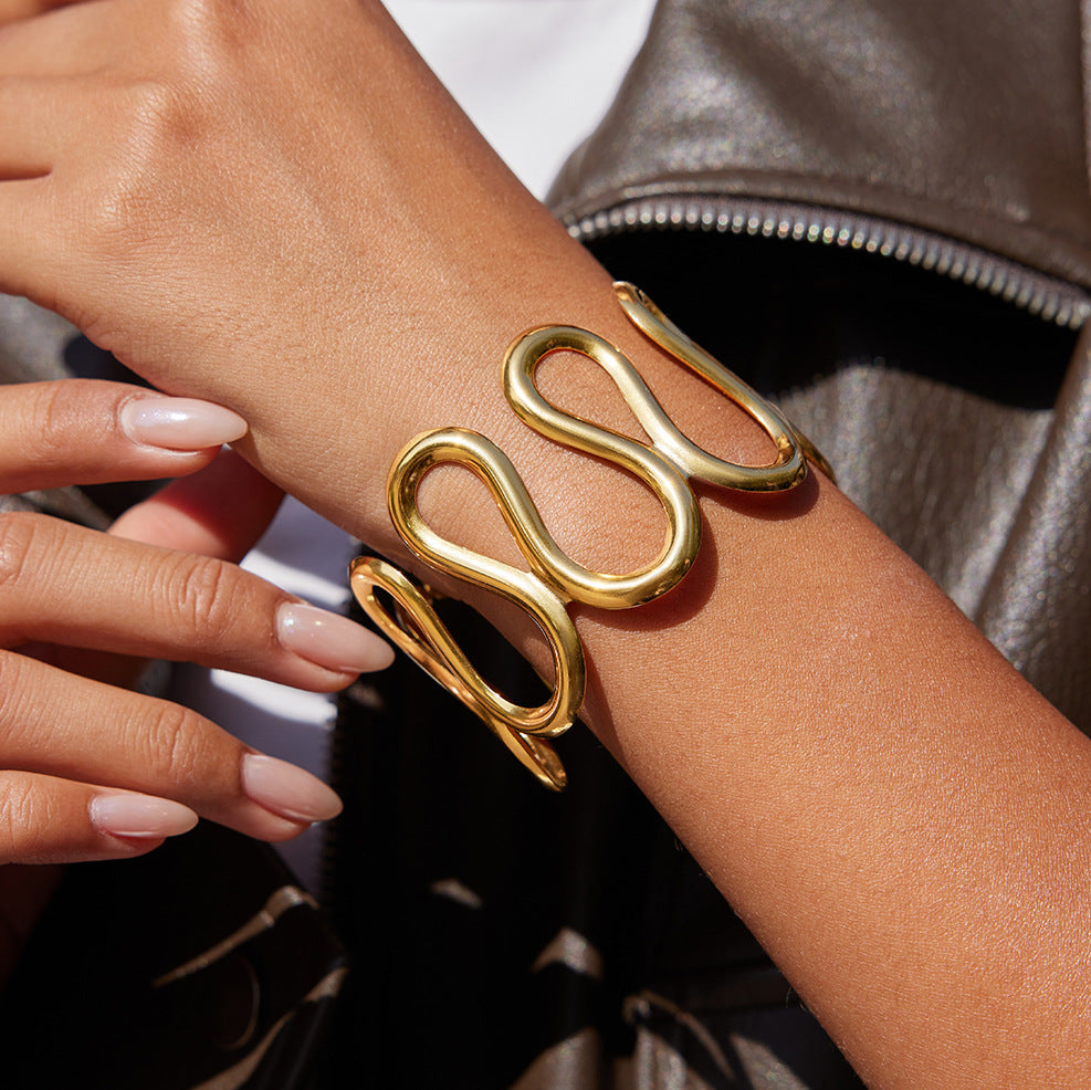Geometric Gold Plated Stainless Steel Bracelet