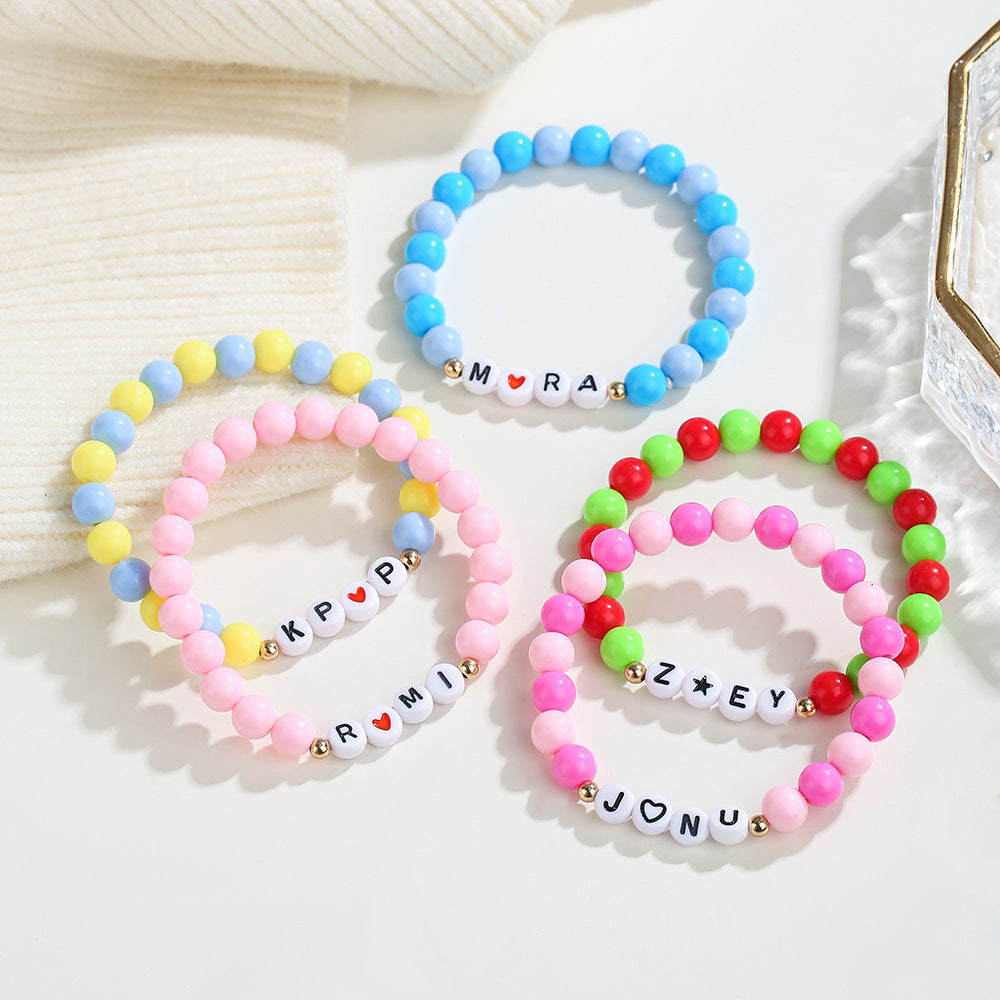Unique Cartoon Letter Heart Acrylic Bracelet for Women