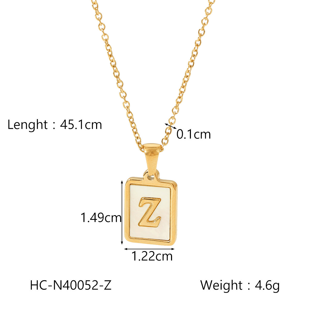 Minimalist Letter Pendant Necklace in Titanium Steel with 18K Gold Plating on Stainless Steel Chain for Women