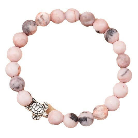 Sweet Matte Plated Zinc Alloy Turtle Turquoise Round Bead Bracelet Unisex