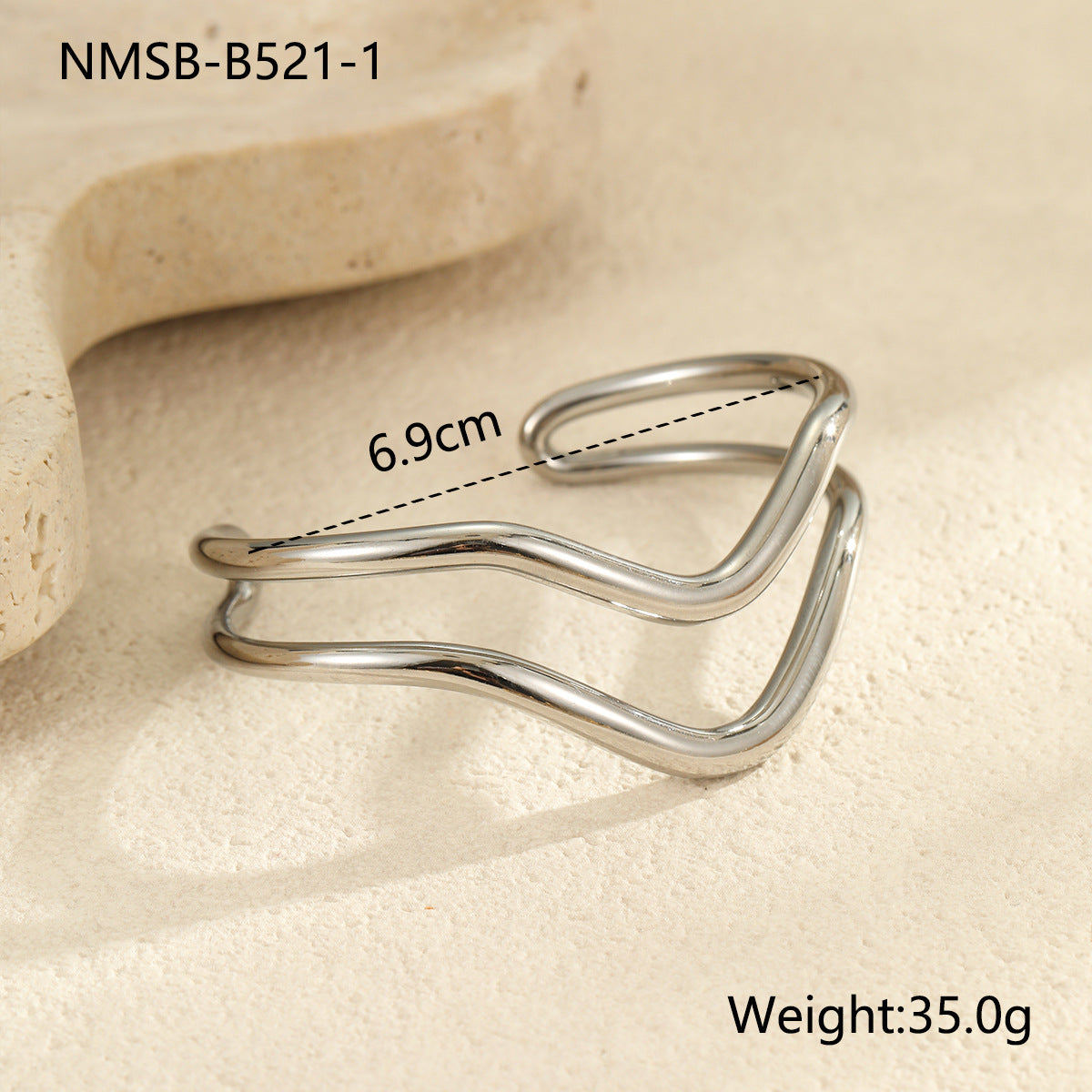 Geometric Line Pattern Titanium Steel Bracelet with Gold and Silver Tone Plating for Women
