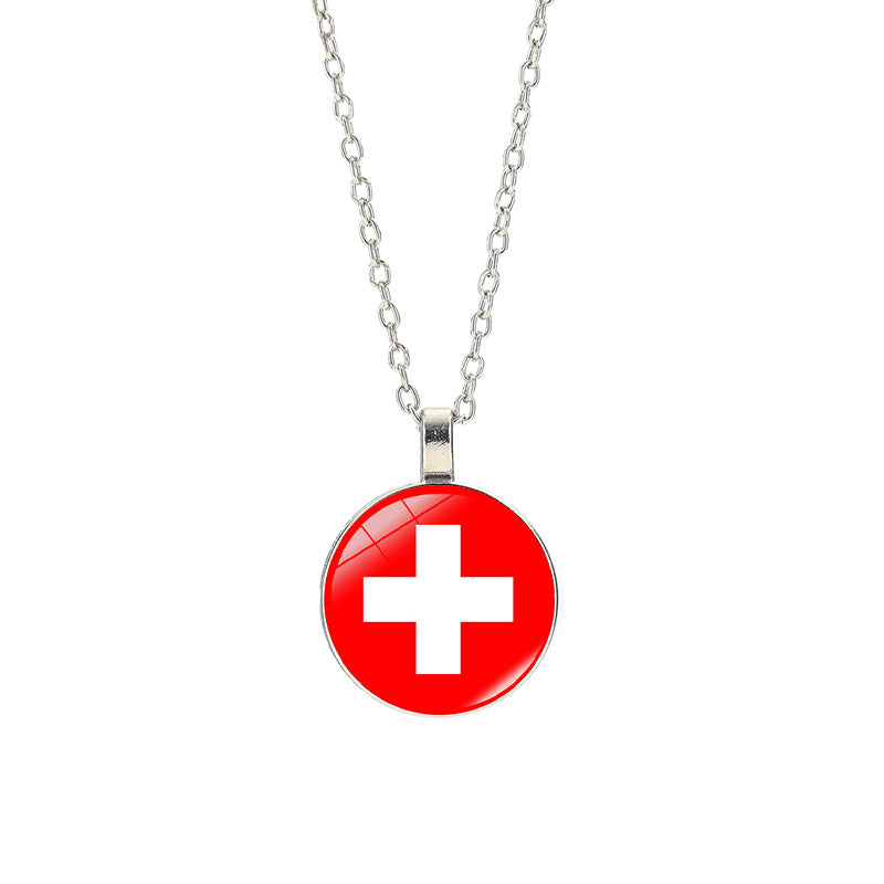 Sporty Geometric Alloy Plated Necklace with Crystal Pendant Unisex Cable Chain