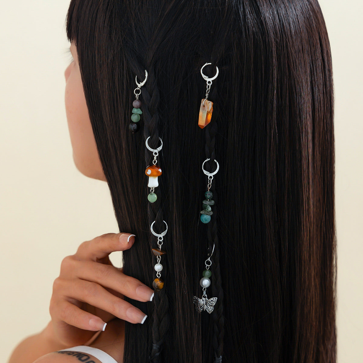 Creative Butterfly Alloy Hair Claw Clip with Crystal and Turquoise Inlay Plated Hair Accessory for Women