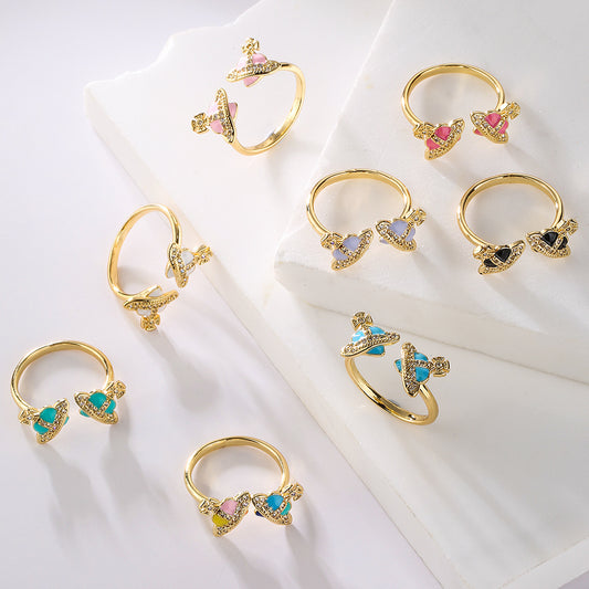 Anello da donna irregolare geometrico in rame placcato oro 18K e smalto