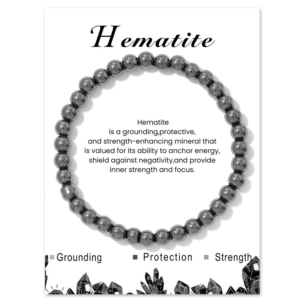 6mm Natural Crystal Beaded Bracelet Unisex Elastic Stretch Bangle