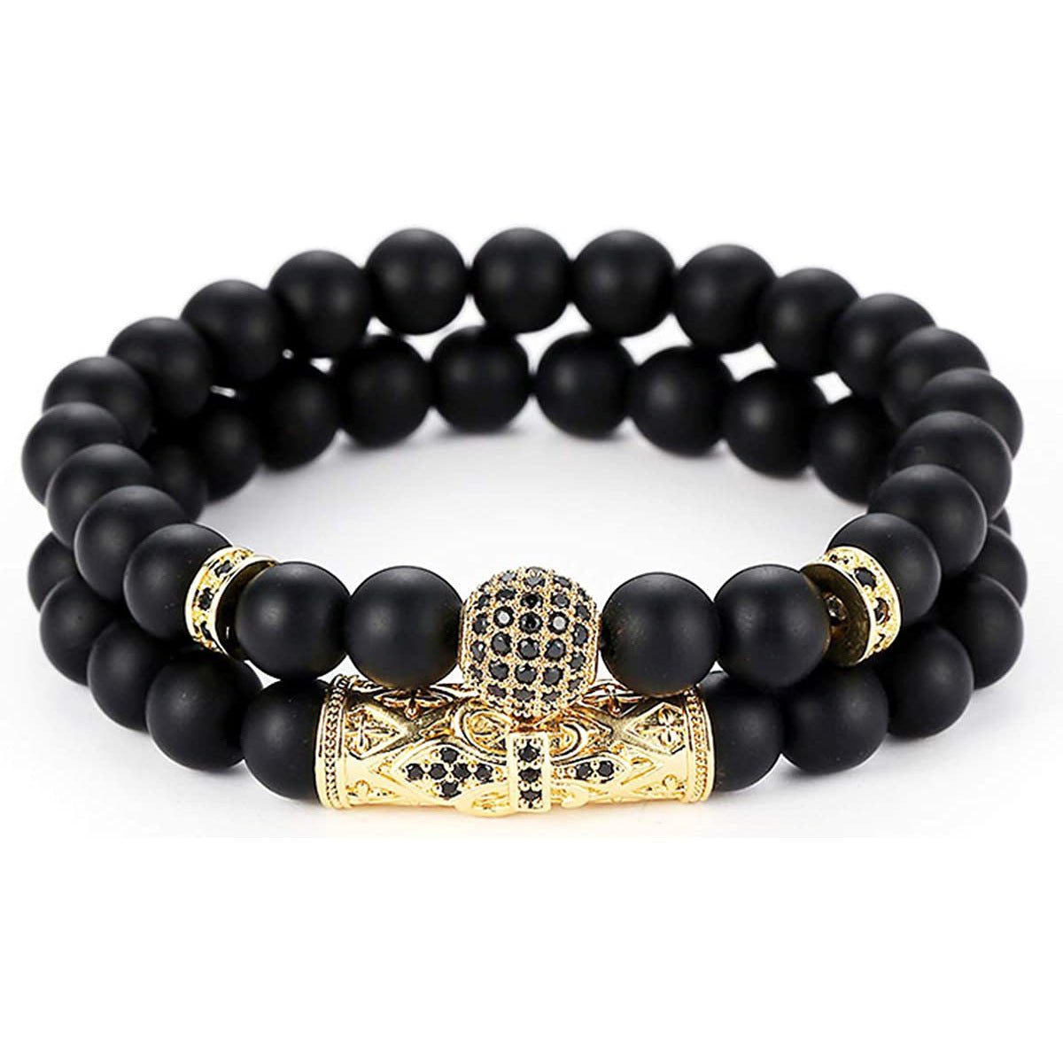 Casual Unisex Alloy Beaded Bracelet with Lava Rock and Tiger Eye