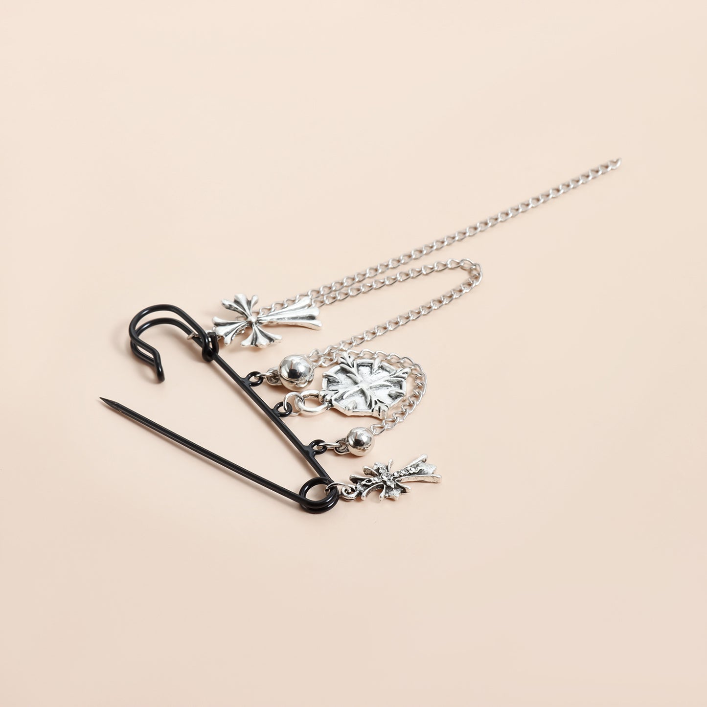 Geometric Cross Alloy Plated Brooch for Women