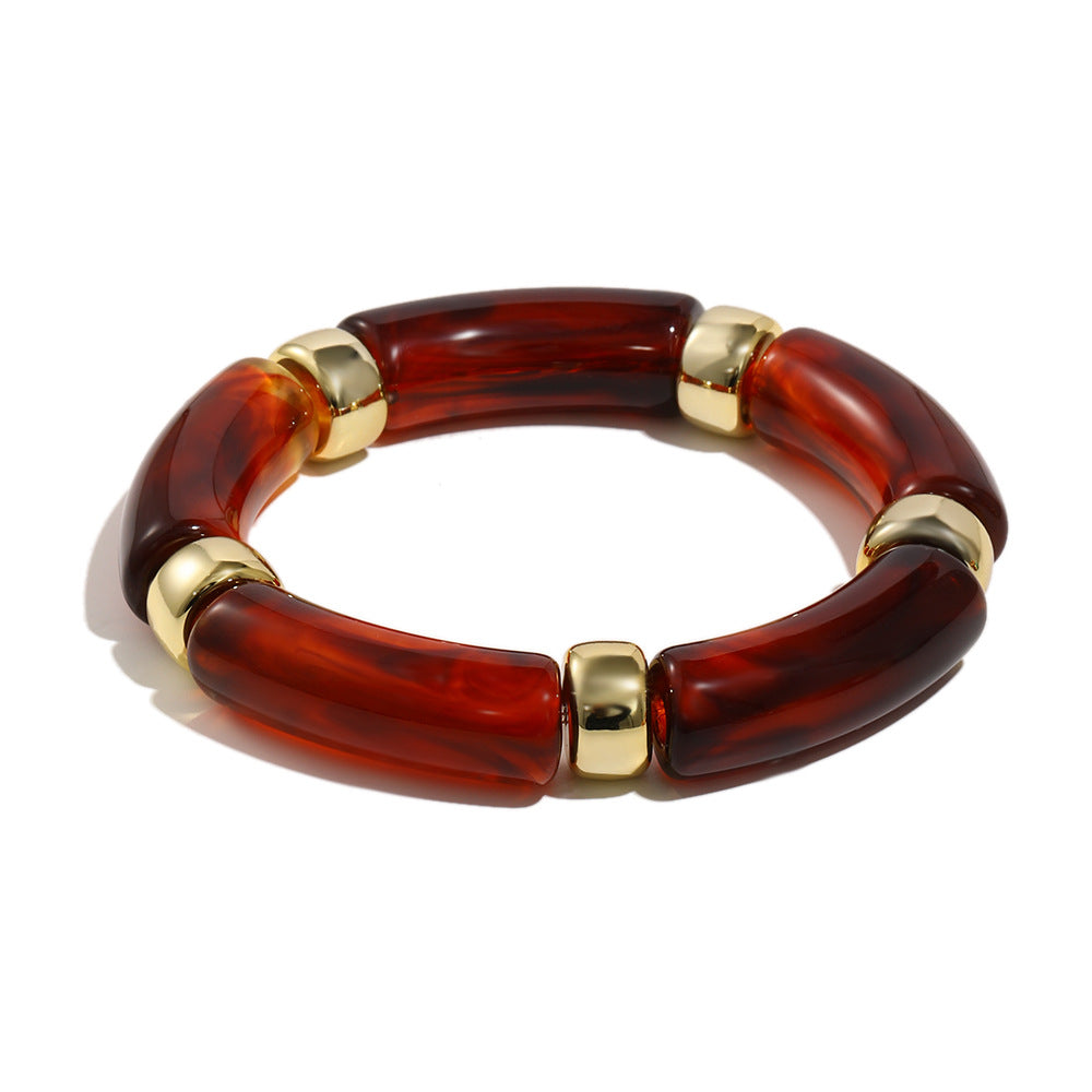 Minimalist Retro Acrylic Stretch Bracelet for Women with Geometric Shape and Clean Line Design