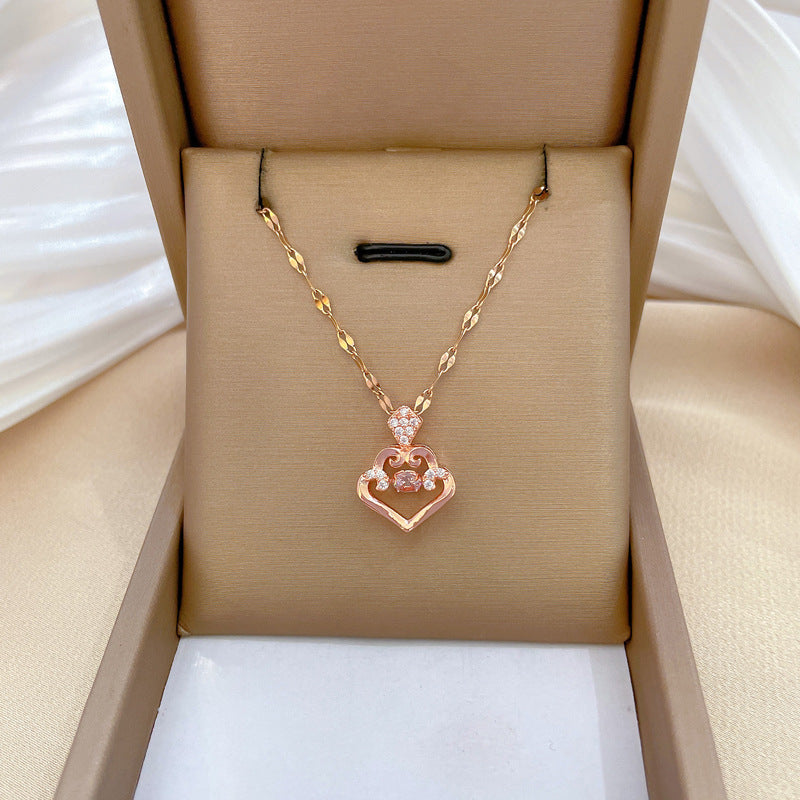 Elegante collar de acero inoxidable en forma de gota de agua con motivo de luna para mujeres y hombres, colgante geométrico minimalista en cadena de acero de titanio