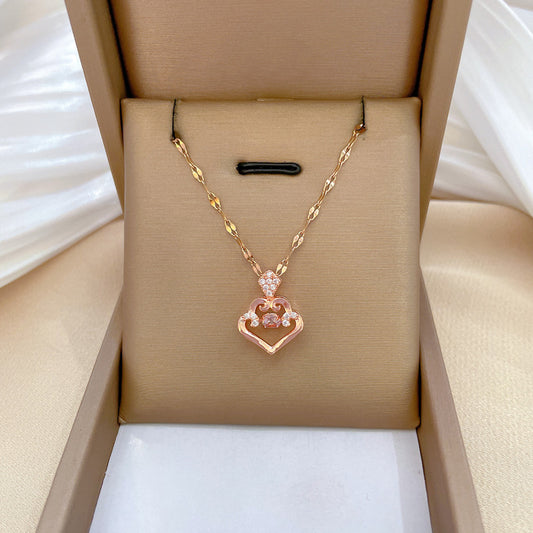 Elegante collar de acero inoxidable en forma de gota de agua con motivo de luna para mujeres y hombres, colgante geométrico minimalista en cadena de acero de titanio