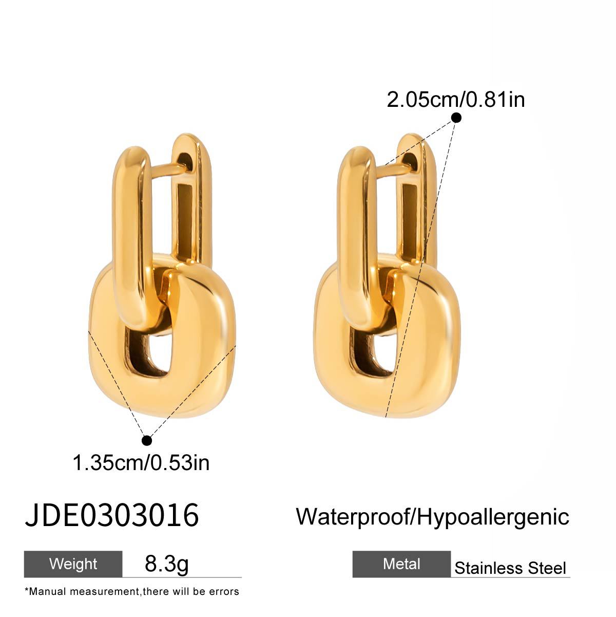 Elegant Geometric Square Stainless Steel Plated Stud Earrings for Women