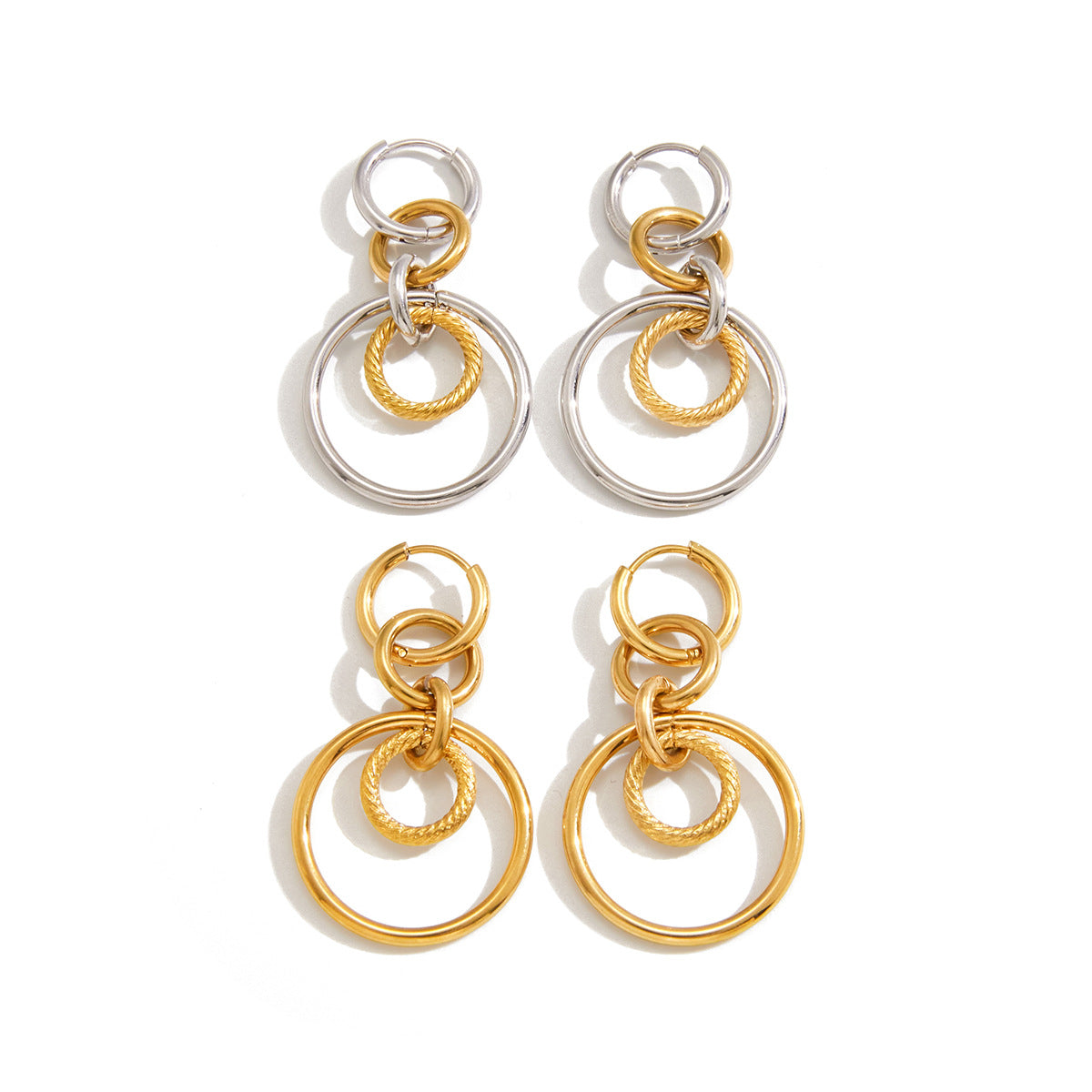 Minimalist Round Geometric Plated Stainless Steel Hoop Earrings for Women