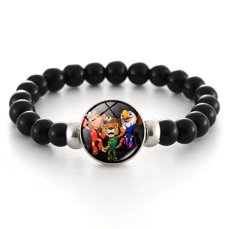 Unisex Geometric Round Crystal Beaded Bracelet World Cup Commemorative Jewelry