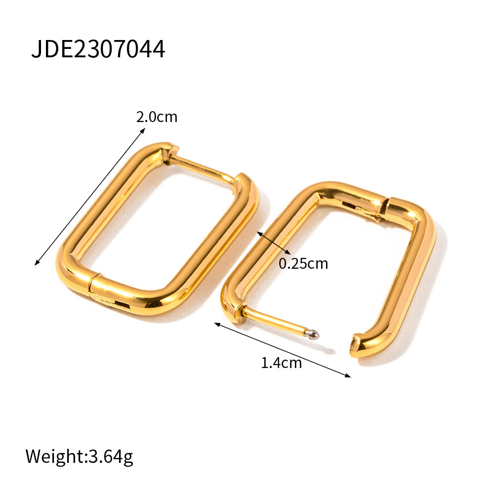 INS Style Heart-Shaped Titanium Steel Earrings with 18K Gold Plating for Women