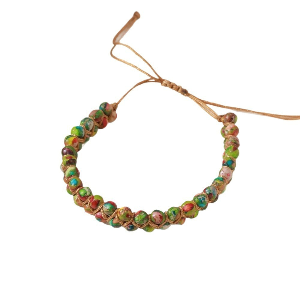 Bohemian Handmade Beaded Round Turquoise Bracelet Unisex Yoga Jewelry