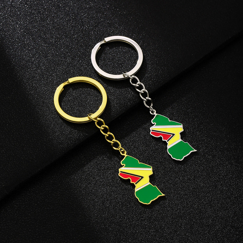 Portachiavi con Ciondolo Geometrico Minimalista in Acciaio Inossidabile Smaltato Accessorio Unisex