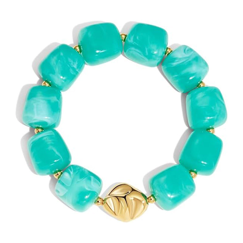 Vintage Minimalist Square Acrylic Beaded Bracelet Unisex