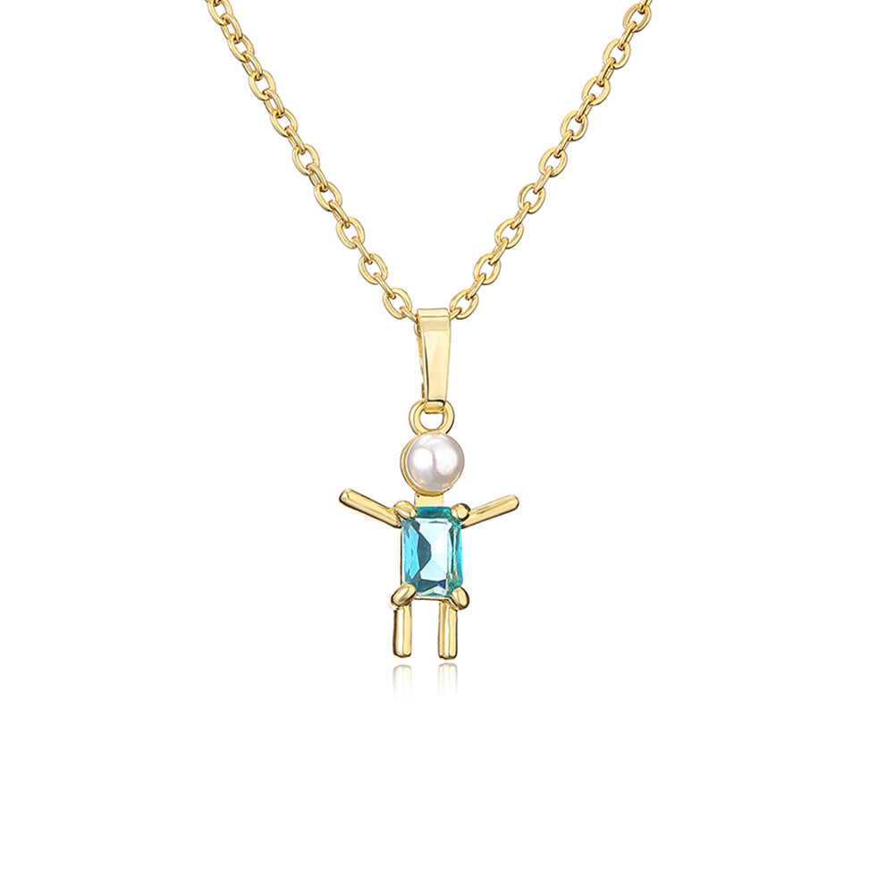 Collana con ciondolo geometrico minimalista in rame placcato oro vero e zirconi da donna