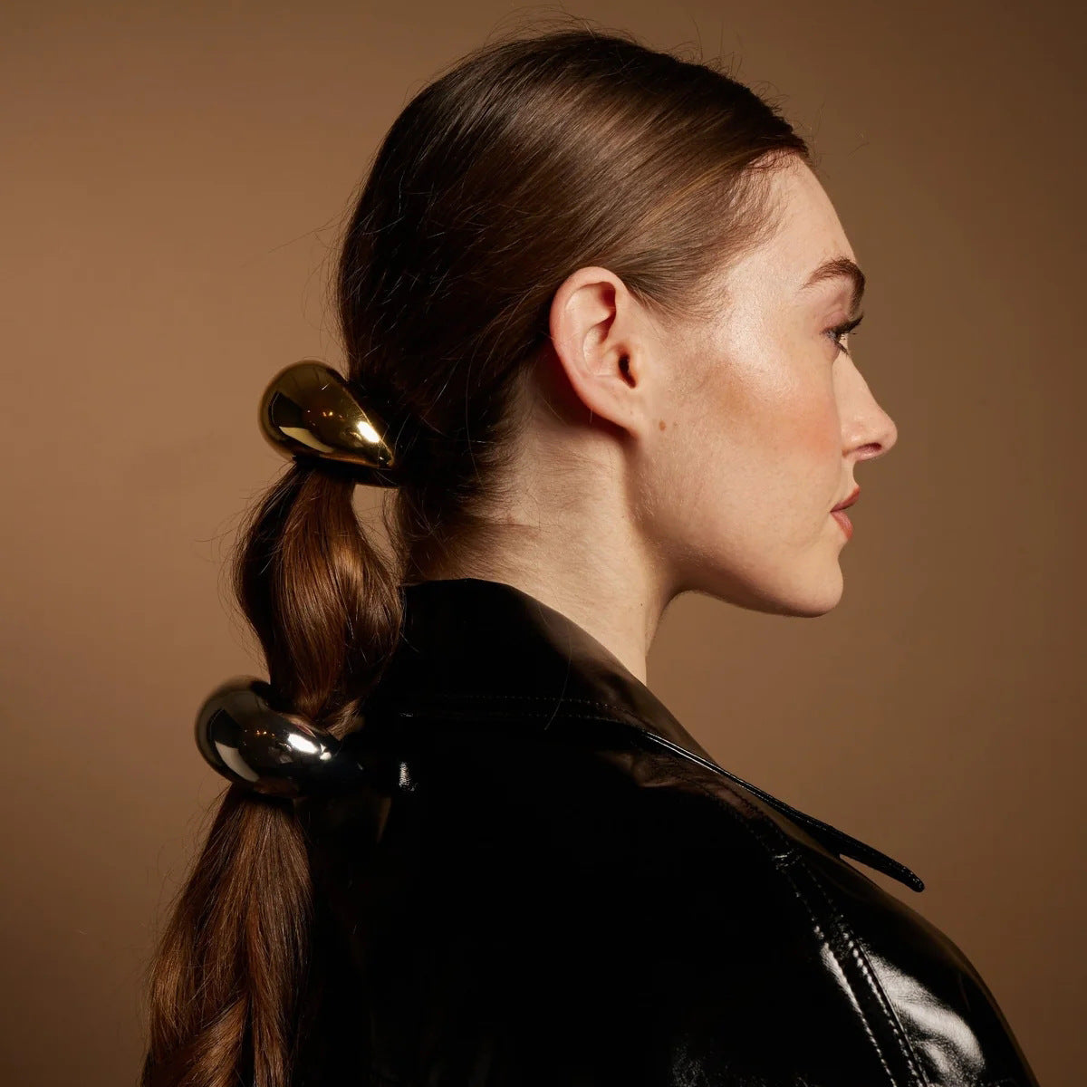 Minimalist U-Shaped Stainless Steel Hair Tie with Plated Finish for Ponytail