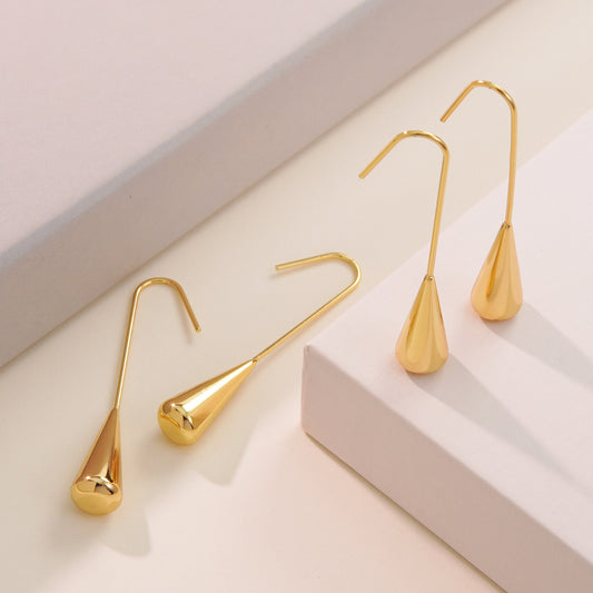 Orecchini da donna in titanio placcato, a goccia, eleganti e raffinati