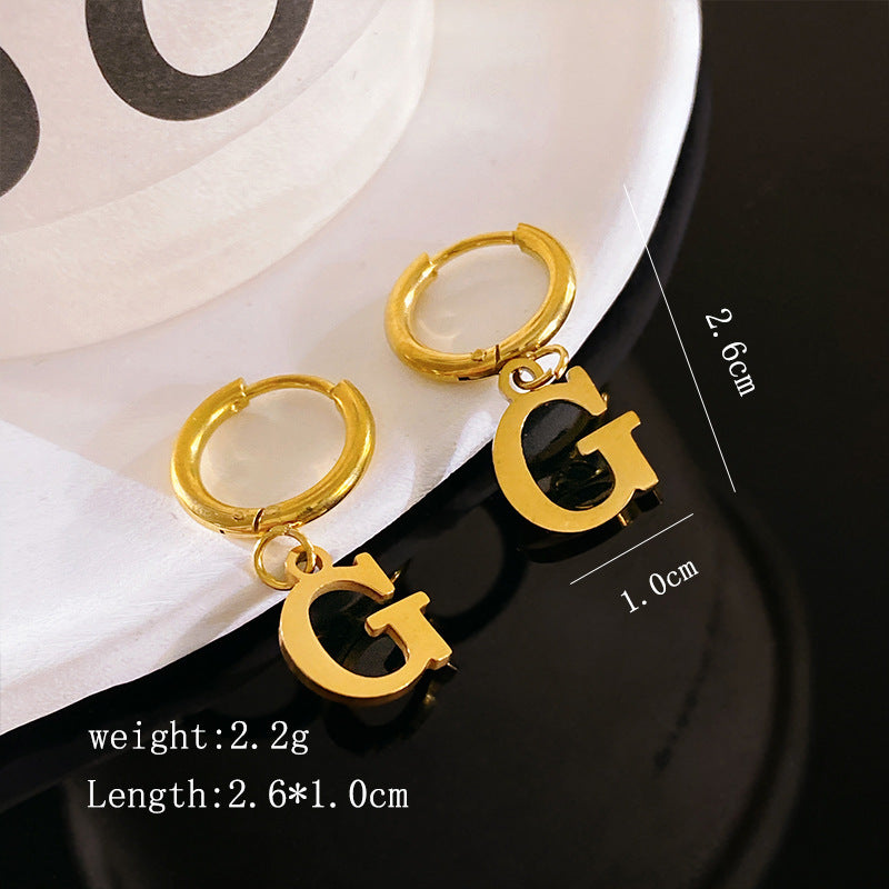 Minimalist Luxury Letter Brass Plated Earrings with Stainless Steel Posts for Women