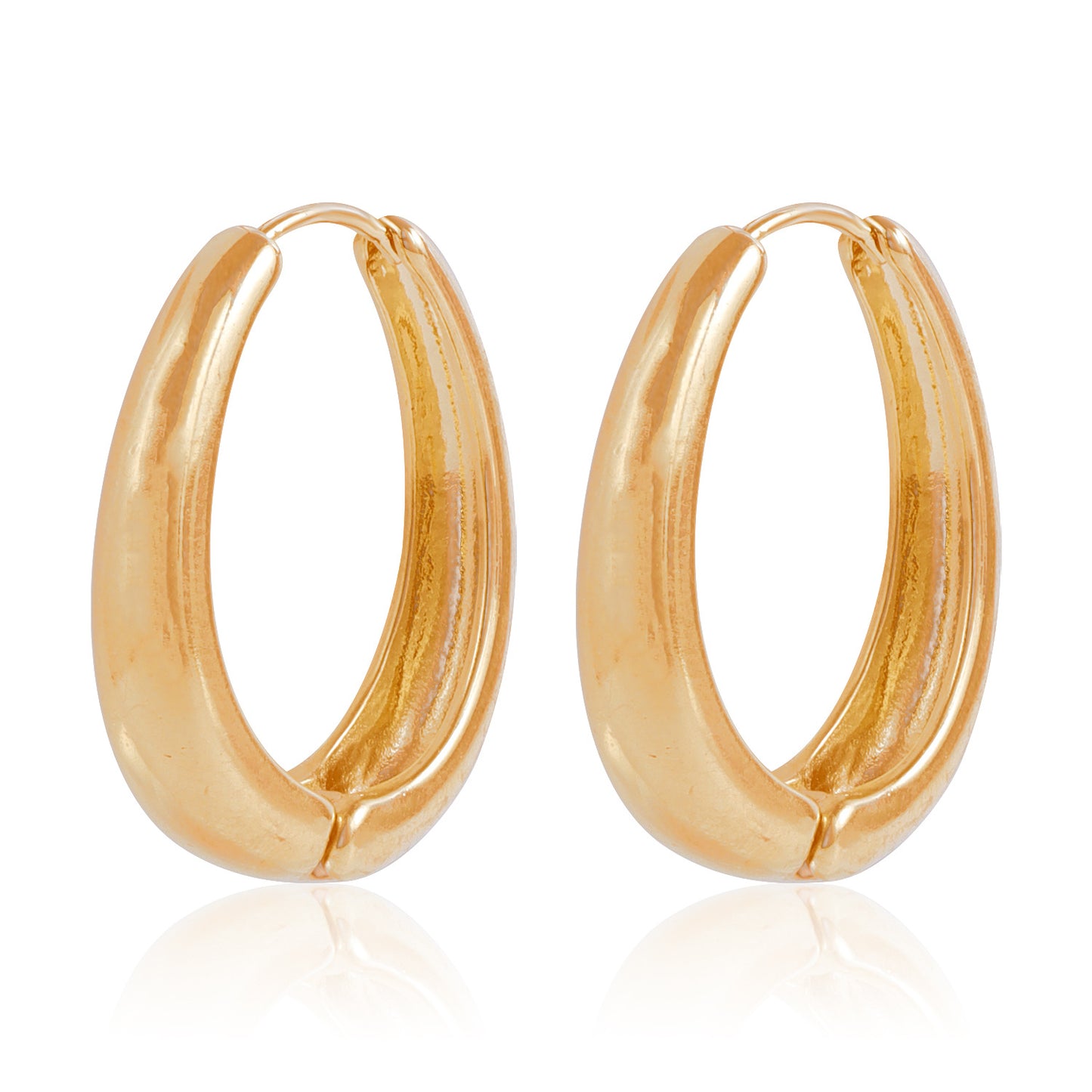 Minimalist Oval Geometric Metal Hoop Earrings with Plated Finish for Women