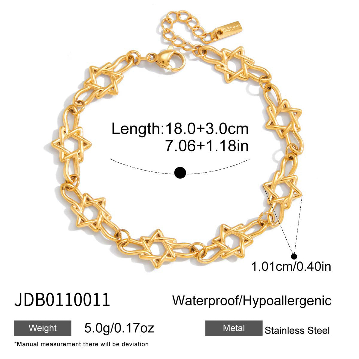 Elegant Minimalist Heart Geometric Rhinestone Plated Stainless Steel Bracelet for Women
