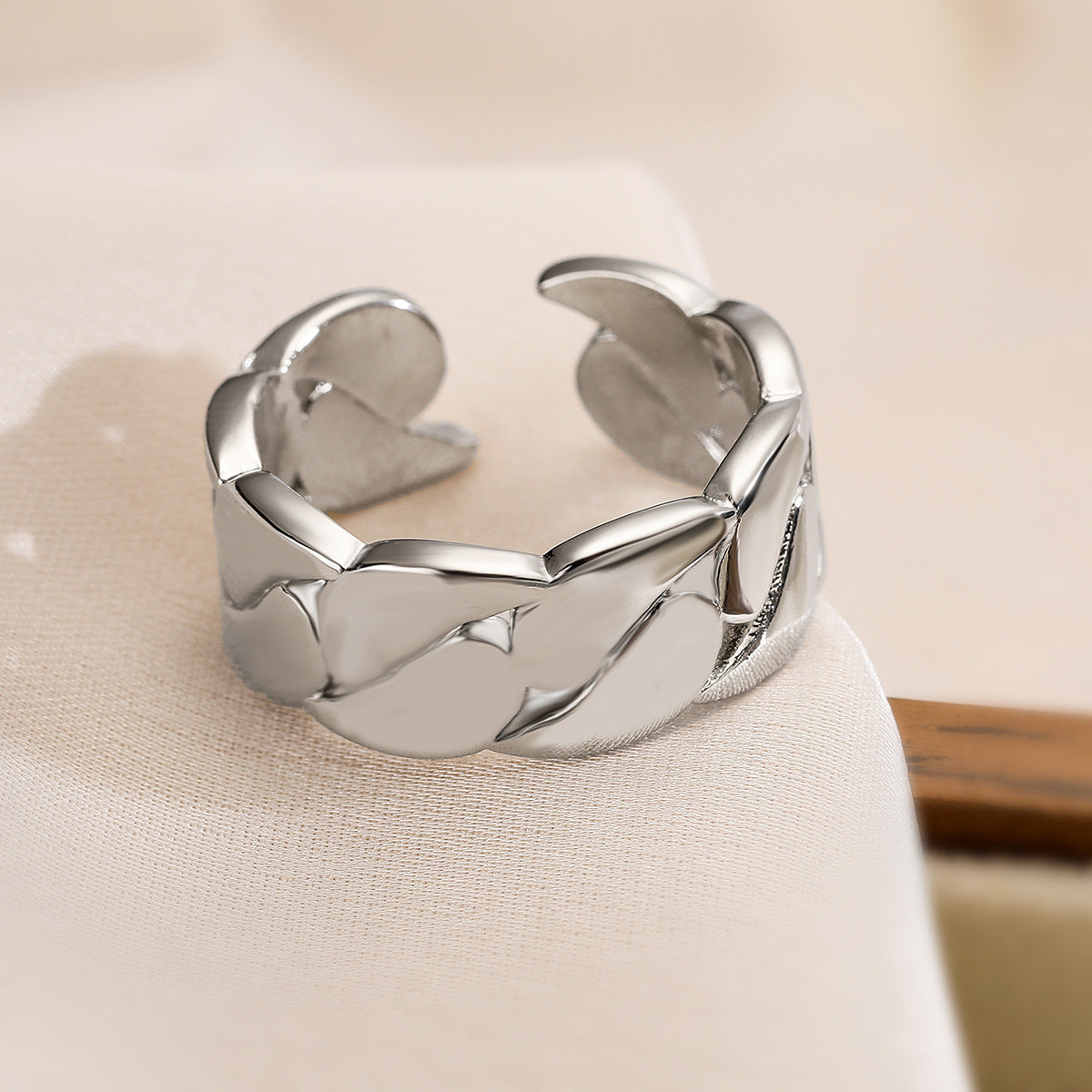 Minimalist Geometric Adjustable Ring for Women in Brass with Gold Plating Vintage-Inspired Irregular Design