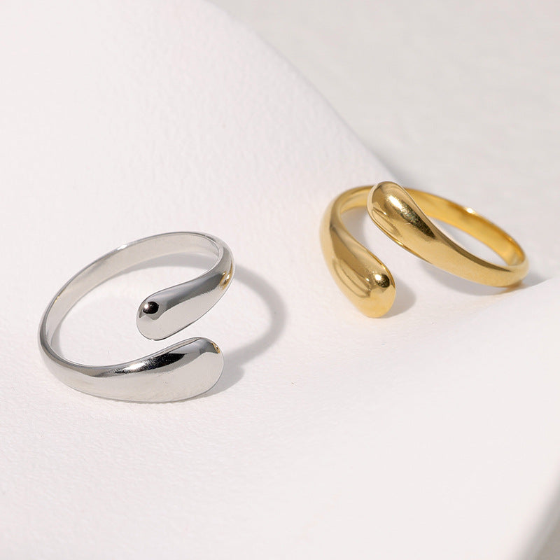 Minimalist Geometric Stainless Steel Open Ring for Women with Plated Finish and Clean Line Design