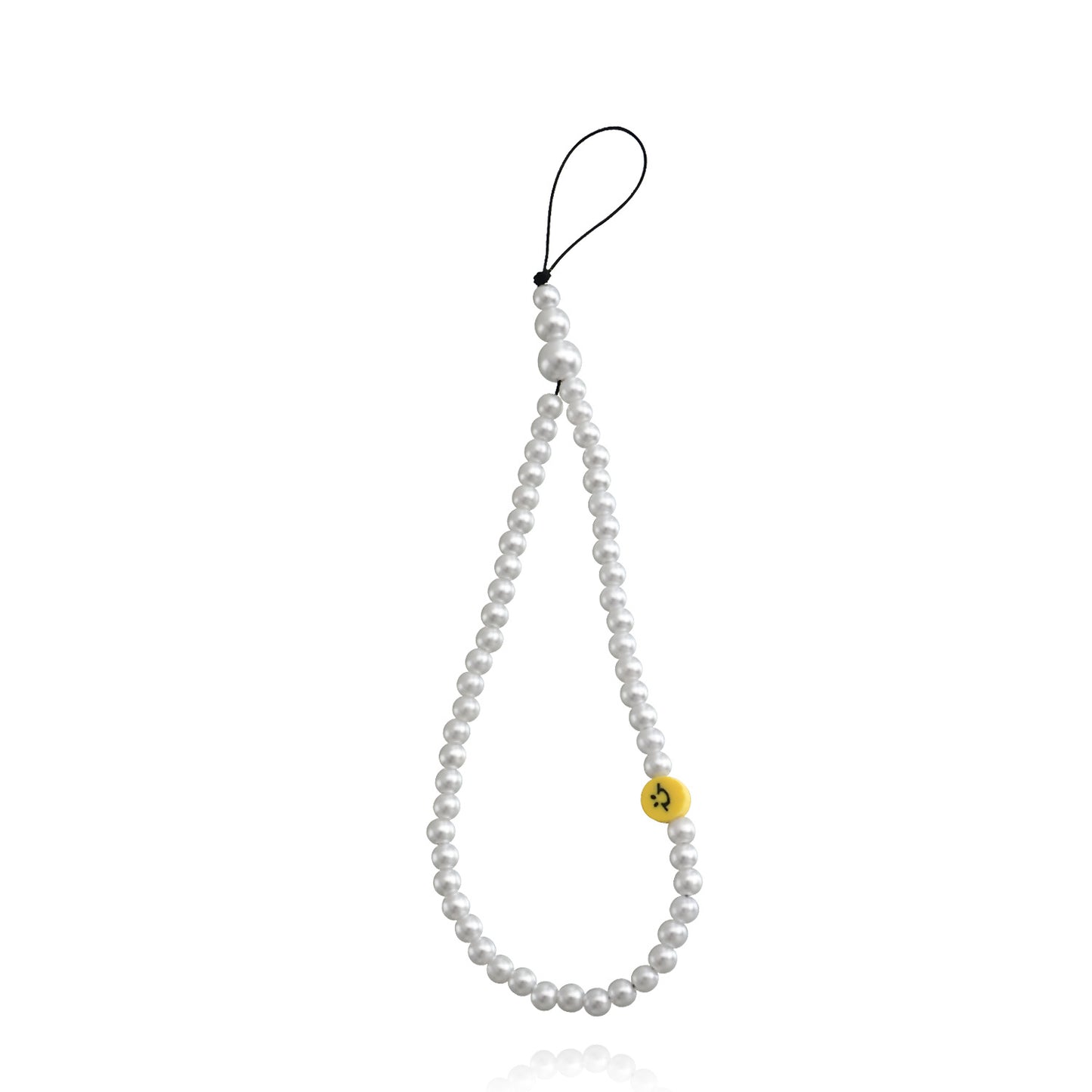 Sweet Yellow Smiley Face Imitation Pearl Alloy Phone Charm Strap