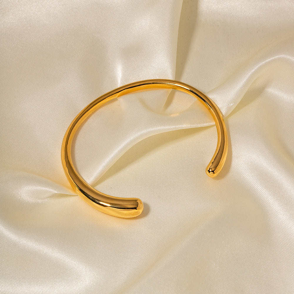 Fashionable Geometric Irregular Open Cuff Bracelet for Women with 18K Gold Plated Stainless Steel