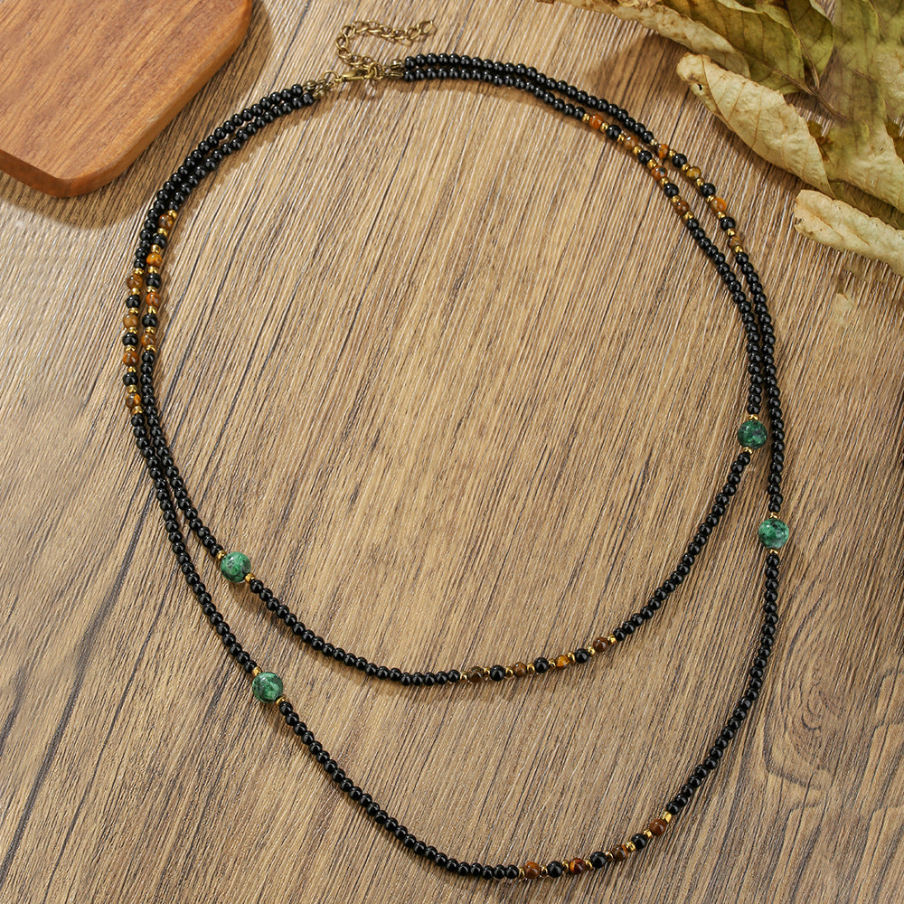 Bohemian Vintage Geometric Agate Beaded Necklace Unisex