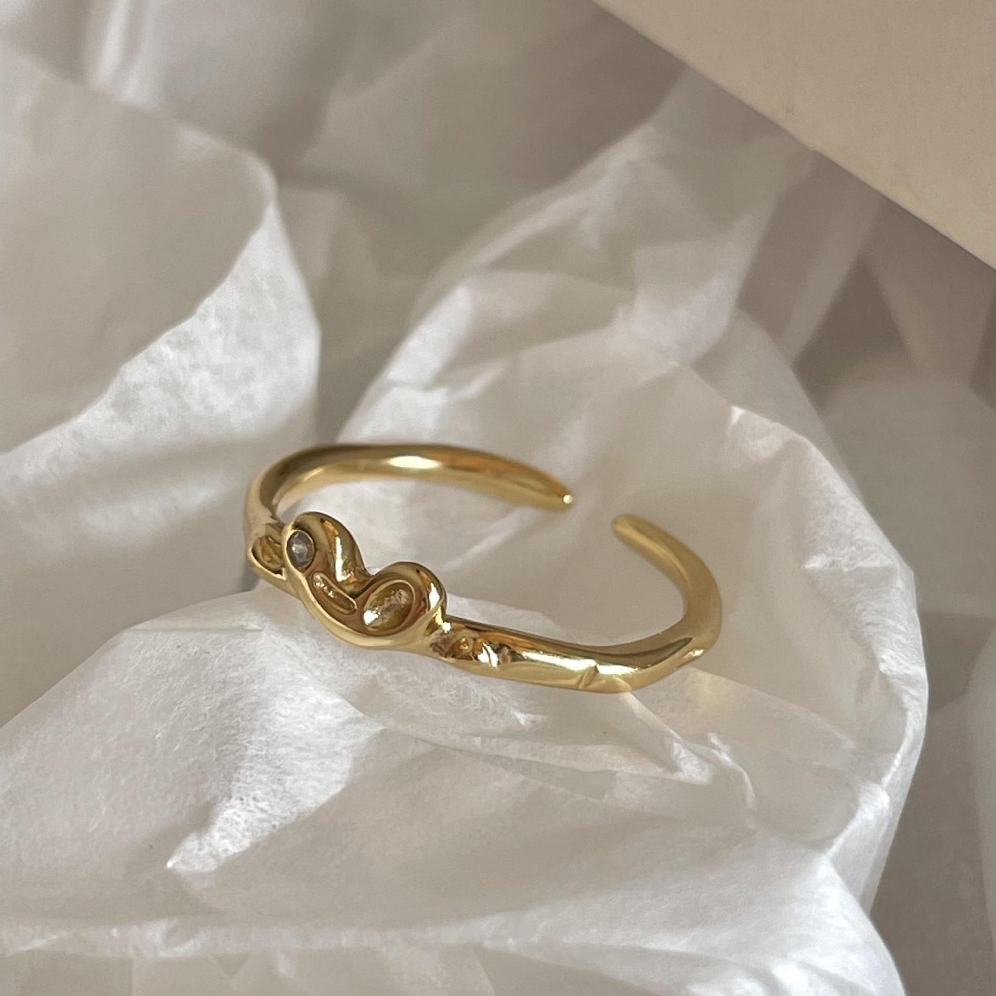 Anello aperto a forma di cuore in argento sterling 925, minimalista, da donna