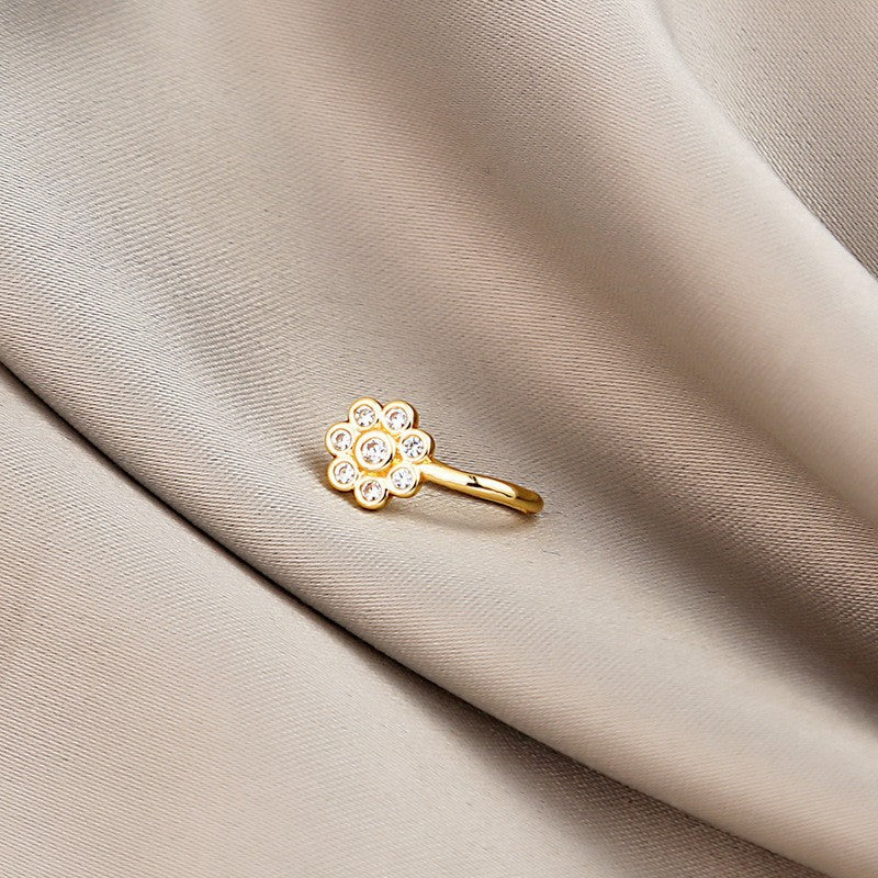 Minimalist Geometric U-Shaped Nose Clip Brass 18K Gold Plated Cubic Zirconia Adjustable Charm Bar