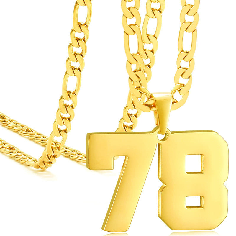 Minimalist Numeric Pendant Necklace for Men and Women Stainless Steel Chain with Polished Titanium Steel Charm
